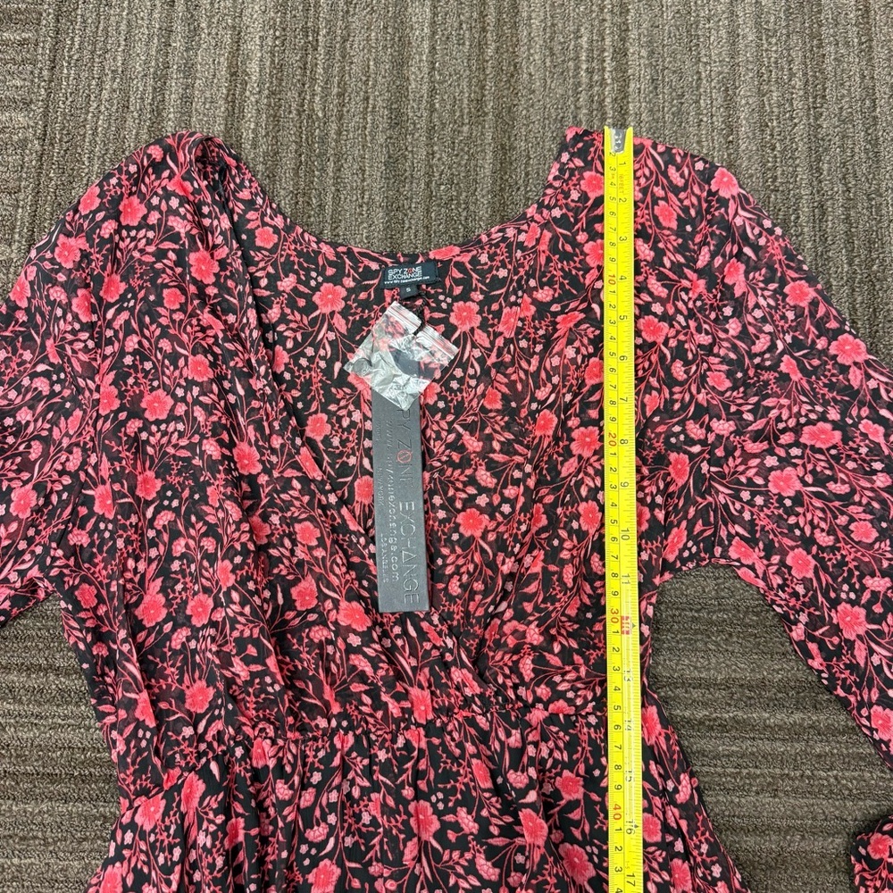 Spy Zone Exchange Floral Maxi Long Sleeve Dress Tie Waist V Neck A Line - Picture 4 of 11